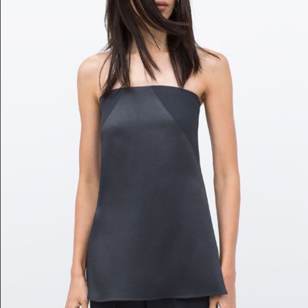 Zara dark blue/gray Tube Top with Side Slits Sz M